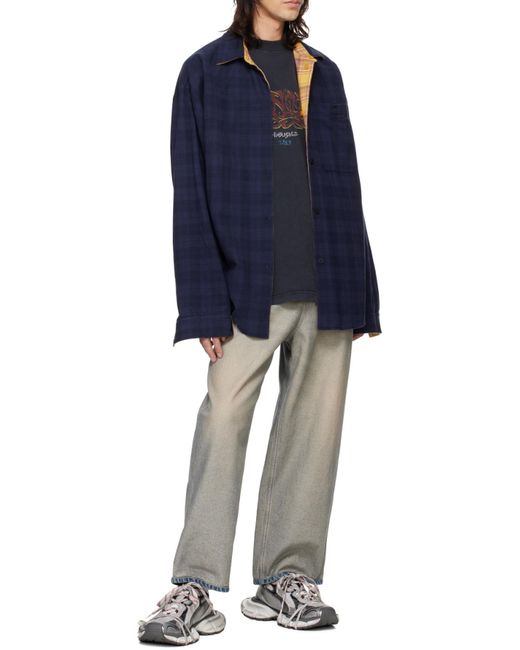 Balenciaga Gray Logo Patch Oversized Jeans