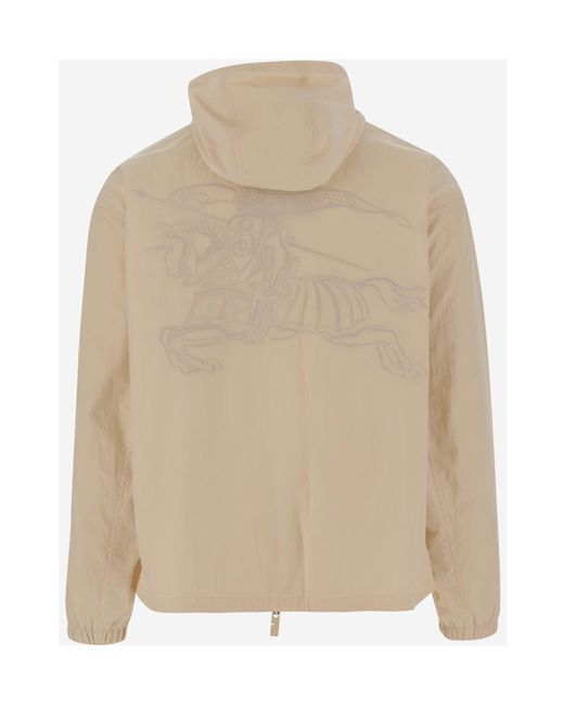 Burberry Natural Logo Embroidered Hooded Coat for men