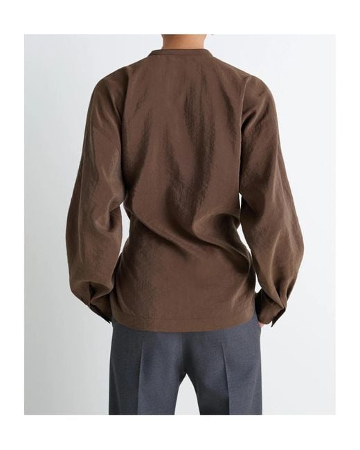 Lemaire Brown Twisted Pleat Blouse