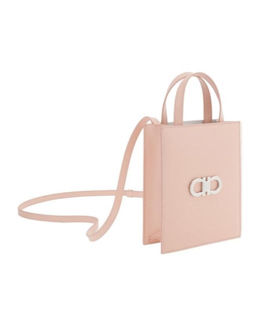Ferragamo Pink Gancini-Plaque Mini Tote Bag