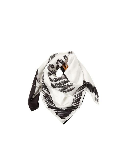 Moschino White Teddy Bear Printed Scarf