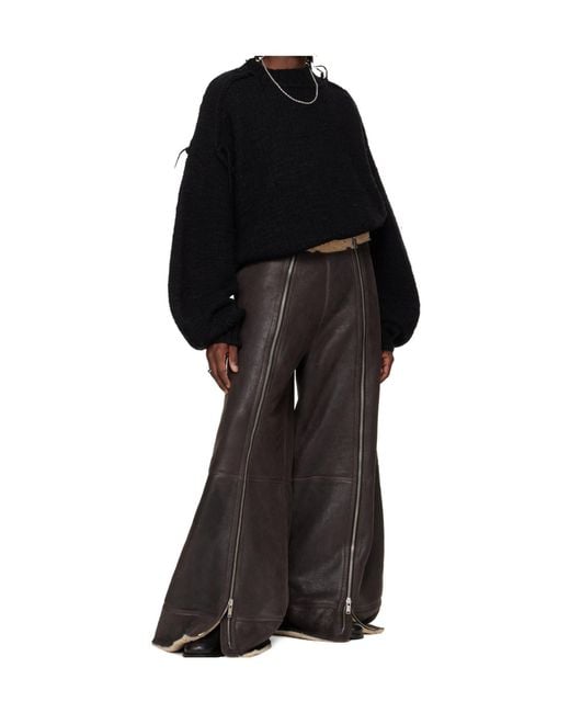 Lu'u Dan Black Zippered Grained Sheepskin Pants for men