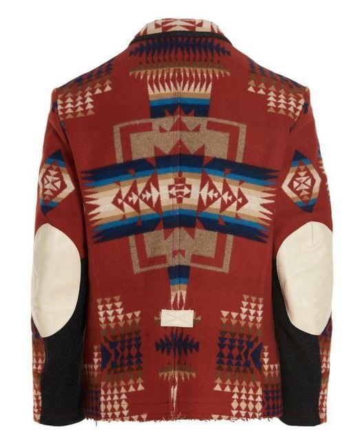 Junya Watanabe Red All-Over Pattern Single-Breasted Jacket for men