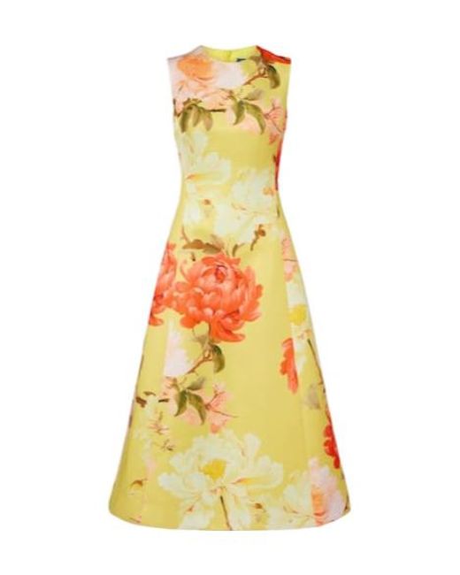 Leo Yellow C Floral Midi Dress