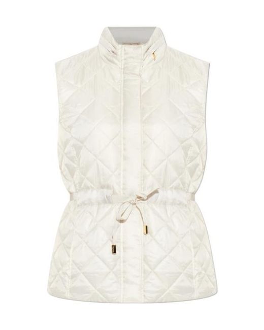 MICHAEL Michael Kors White Quilted Tie-Waist Gilet