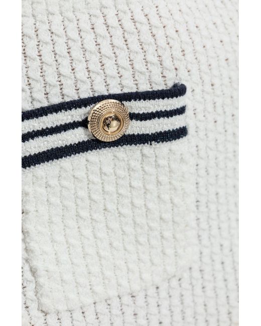 Self-Portrait White Textured Knit Mini Skirt