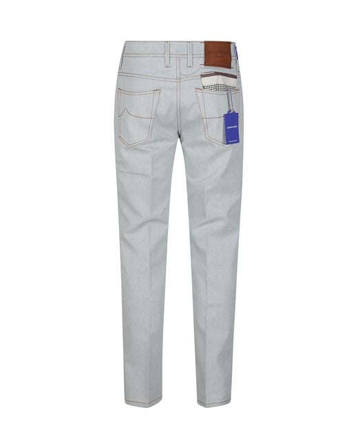 Jacob Cohen Gray Logo Patch Straight-Leg Jeans for men