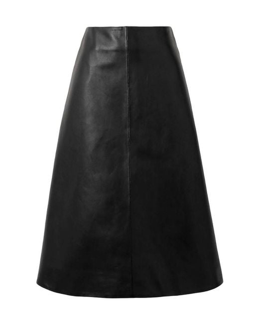 Magda Butrym Black Leather Mid-Length Skirt