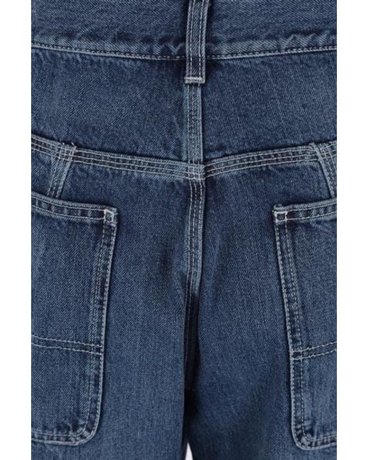 McQueen Blue Logo Patch Wide Leg Jeans for men