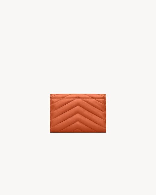 Saint Laurent Orange Chevron Logo Wallet