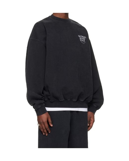 Vetements Black 'Global Mf' Long-Sleeve Crew Neck Sweatshirt for men