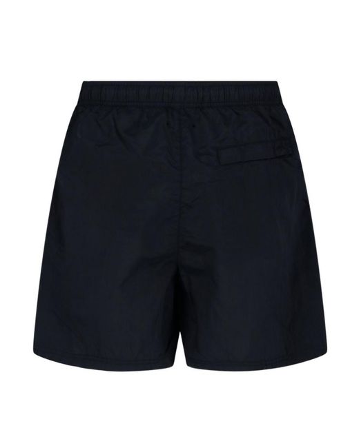 Stone Island Blue Compass-Patch Swim Shorts for men