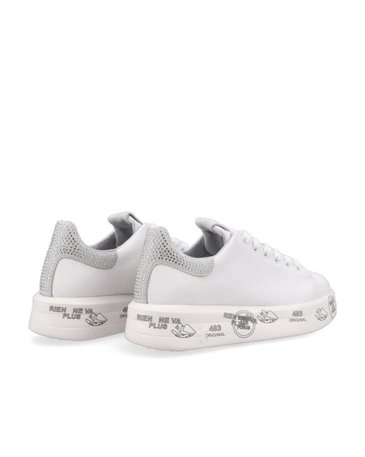 Premiata White Low-Cut Flat Casual Shoes