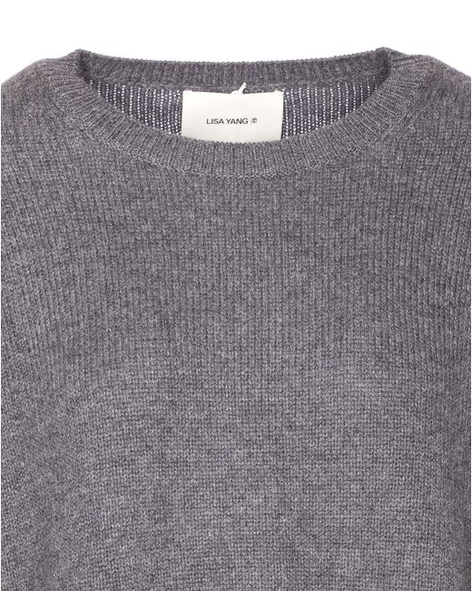 Lisa Yang Gray Mila Crewneck Knitwear