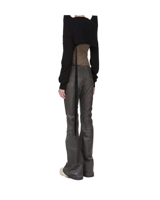 Rick Owens Black Tecsweat Cropped Sweatshirt