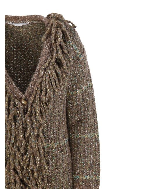 Stella McCartney Multicolor V-Neck Long-Sleeved Tweed Cardi-Coat