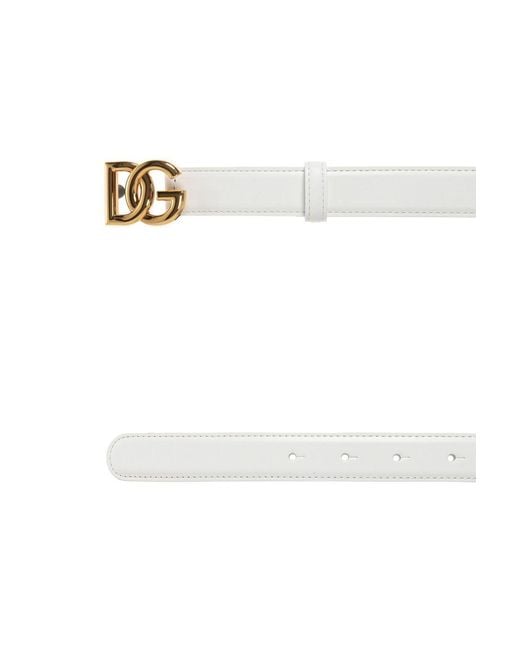 Dolce & Gabbana White Dg Buckled Belt