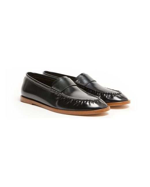 The Row Black New Leather Loafers for men