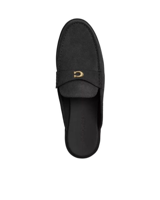 COACH Black Suede Slippers