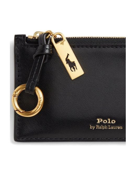 Polo Ralph Lauren Black Zip Leather Wallet for men