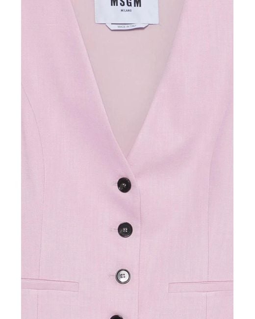 MSGM Pink V-Neck Sleeveless Gilet