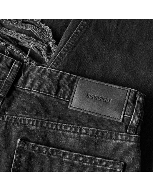 Represent Black Solid Straight Leg Jeans for men