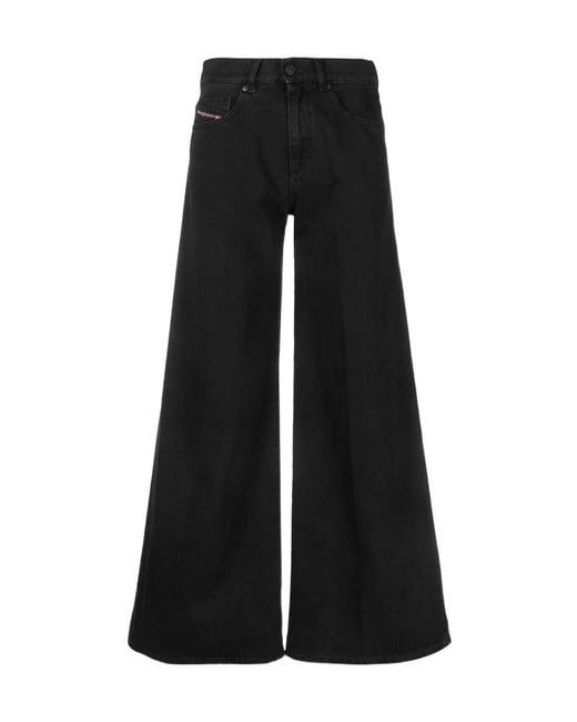 DIESEL Black High Waist Wide-Leg Jeans