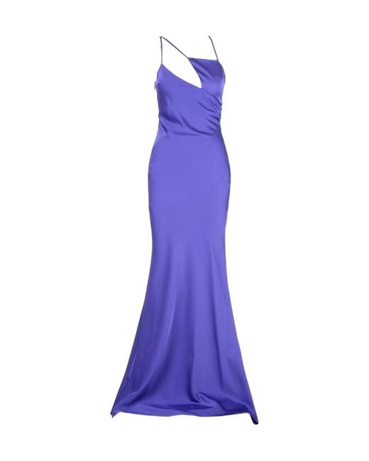 The Attico Purple The Melva Asymmetrical Maxi Dress