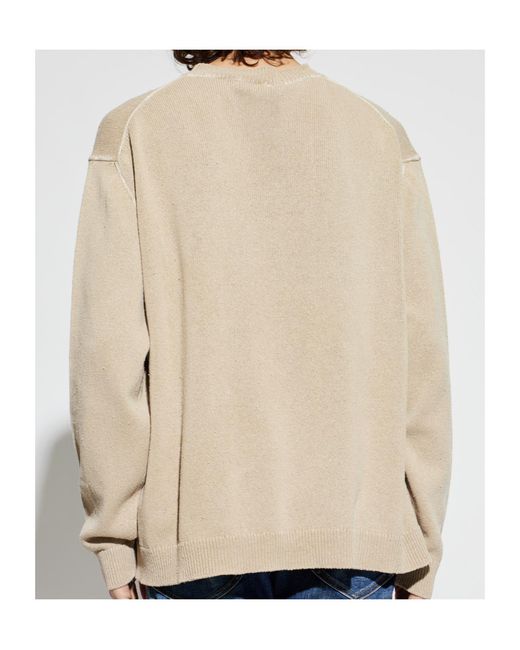 DSquared² Natural Embroidered Pocket Knitted Sweater for men