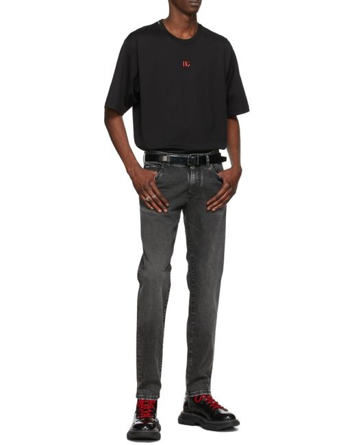Dolce & Gabbana Black Dg Sml Logo Ss Tee Blk for men