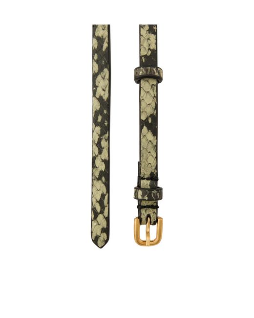 Dries Van Noten White Snake-Effect Leather Belt