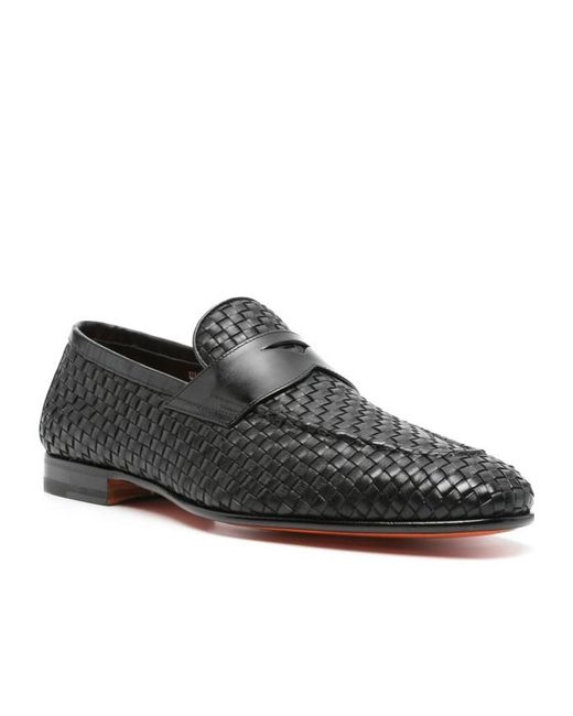 Santoni Black Gwendal Loafers for men