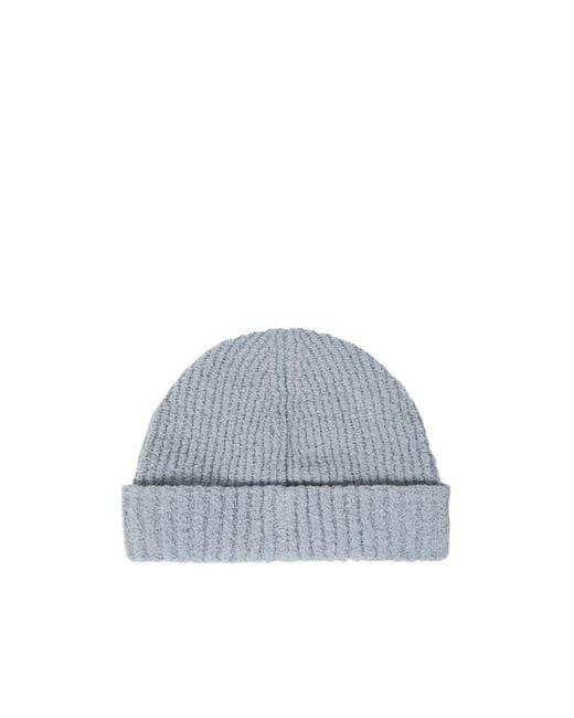 Stone Island Gray Ribbed Knit Beanie With Compass Logo Patch for men