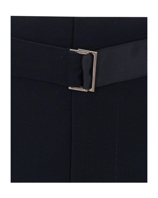 Sacai Blue Belted Pleated Midi Skirt