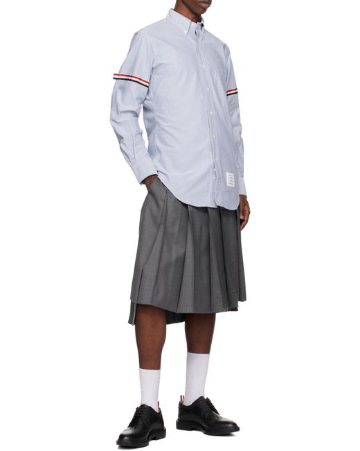 Thom Browne Blue Long-Sleeved Striped Detail Shirt for men