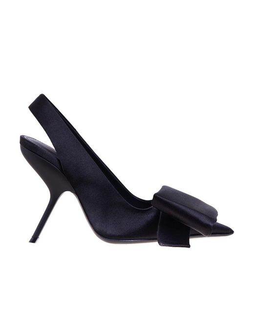 Ferragamo Blue Pointed-Toe Slingback Pumps