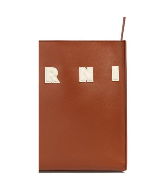 Marni Brown Museo Logo-Patch Small Shoulder Bag