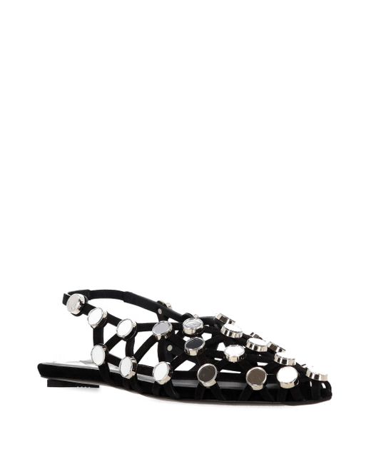The Attico Black Pointed-Toe Flat Sandals