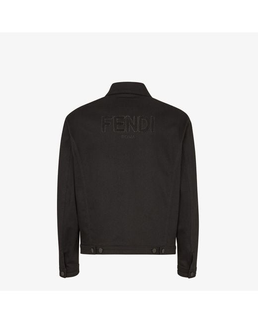 Fendi Black Roma Logo Denim Jacket for men