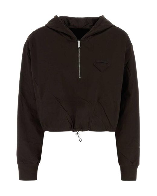Prada Black Reversible Cotton Jersey And Re-Nylon Hoodie