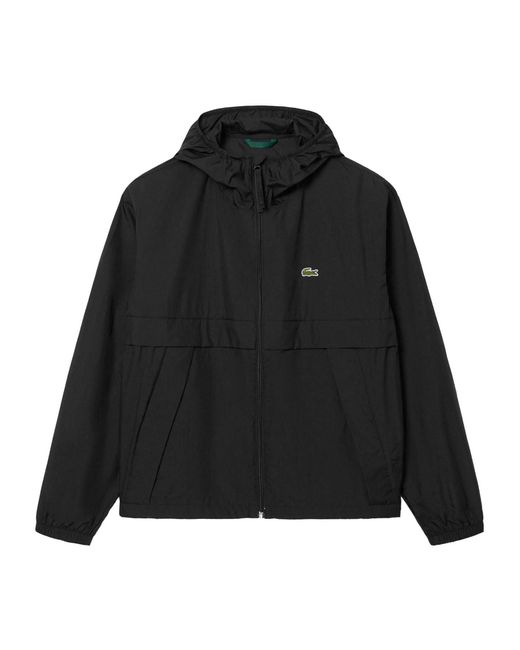 Lacoste Black Solid Color Windbreaker for men