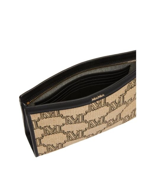Max Mara Metallic Logo Jacquard Knitted Clutch Bag