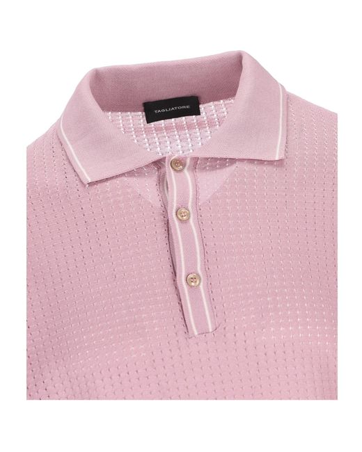 Tagliatore Pink Short-Sleeved Polo Shirt for men