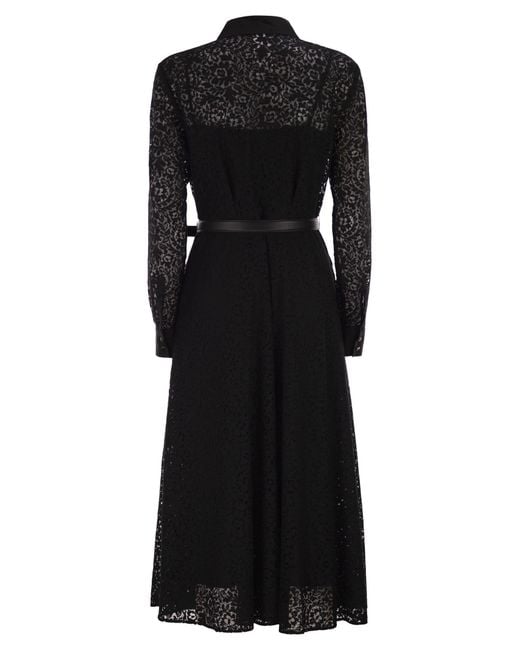 Max Mara Alenon Lace Shirt Dress in Black | Lyst