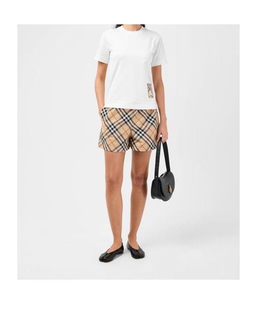 Burberry White Check Label Patch T-Shirt