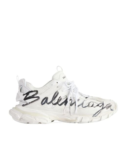 Balenciaga White Track Signature Sneakers