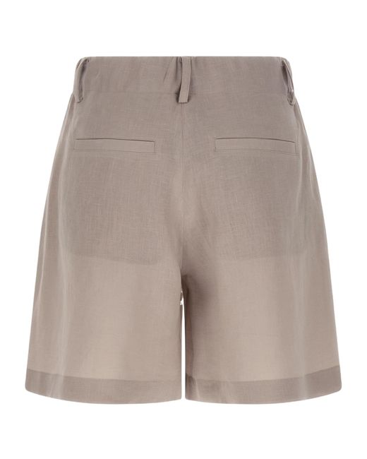 Brunello Cucinelli Natural Double Pleated Shorts