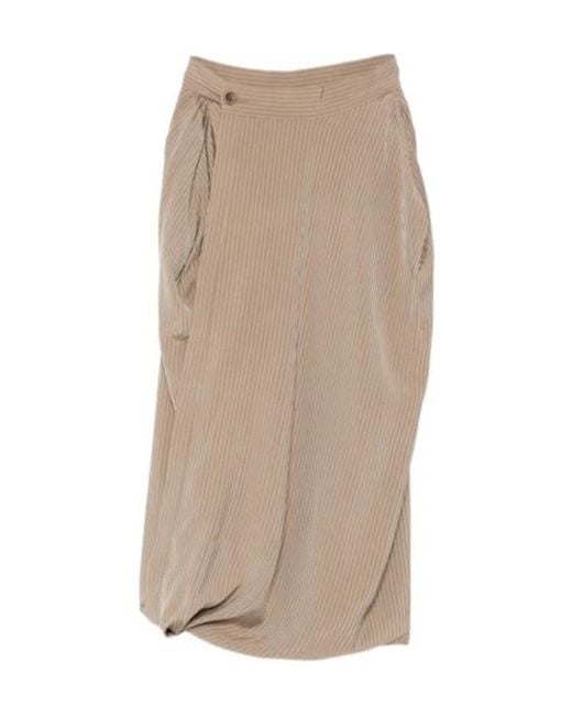Uma Wang Natural Belt Loop Midi Skirt