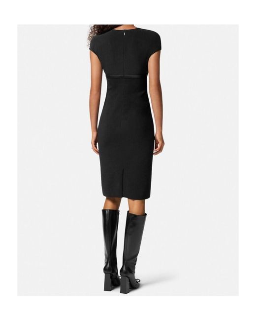 Versace Black Medusa V-Neck Midi Dress