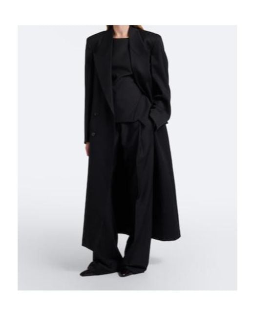 Rohe Black Double-Breasted Virgin Wool Coat